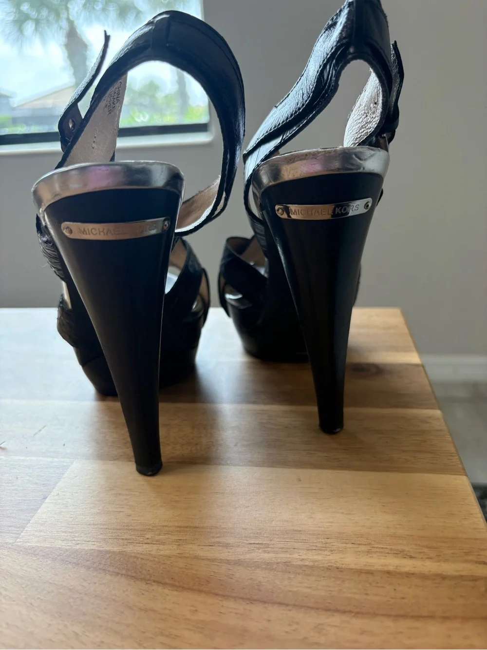 MICHAEL Michael Kors Black Crisscross Slingback Heels